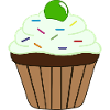 Cupcake mit grüner Cocktail Kirsche