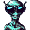 Cool Green Alien with Sunglasses