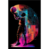 Neon Basketball Moon Night