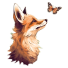 Fox with butterfly