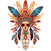 Sun Feathers Skull