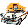 Clément in a convertible