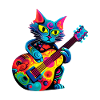 Cat playing guitar