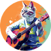 Cat playing guitar