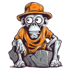 Skull monkey with hat and t-shirt