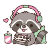 Cute Gamer Raccoon Loves Playing Video Games
