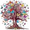 Schmetterlingsbaum Bunte Schmetterlinge Fliegen