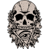 All-Seeing Eye with Skull Horror design