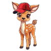 Fawn with red cap