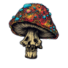 Trippy Mushrooms Skull