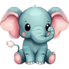 Mignon éléphant gris assis