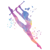 Gymnast with baton rhythmic gymnastics