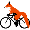 fox on bicycle