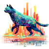 Cat Neon City Skyline