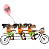 Dogs ride bicycles