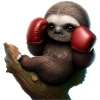 Boxing sloth on tree
