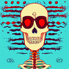 Skeleton head pop art