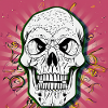 Skeleton head pop art