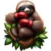 Boxing sloth on tree