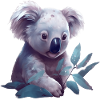 Süsser Koala mit Eukalyptusblatt