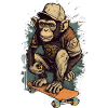 Chimpanzee Skateboard Skater Monkey Skateboarder