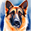 German Shepherd watercolour Portrait