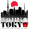 Tokyo Skyline Retro Rotsonne Design