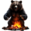 Cozy bear at the campfire