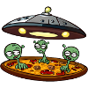 Pizza UFO mit Alien Crew