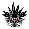 Skull with hemp plant