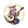 Opossum playing banjo