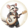 Opossum playing banjo