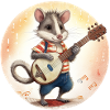 Opossum playing banjo