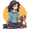 Cartoon girl with dogs