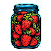 Glasgefäß mit Erdbeeren