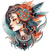 Woman Neo Traditional Tattoo Drawing