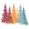 Bunter Wald mit Bäumen