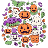 Cute Halloween pumpkins and ghosts