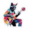 Cat playing guitar