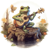 Frog playing banjo