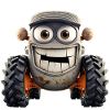 Tracteur au visage drôle