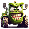 Trattore con un sorriso radioso sul suo volto