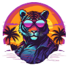 Synthwave Tiger Sunset