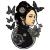 Gothic girl with aesthetic butterflies -