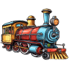 Locomotive hand drawn cartoon