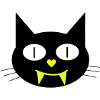 Halloween vampire cat with canines