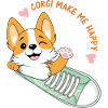 Karikaturhafter Begrüßungs-Corgi