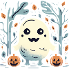 Cute Halloween pumpkins and ghosts