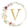 Personalisierbar Monogramm V Floral