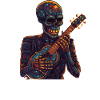 Tag der Toten Skelett mit Gitarre Zuckerschädel